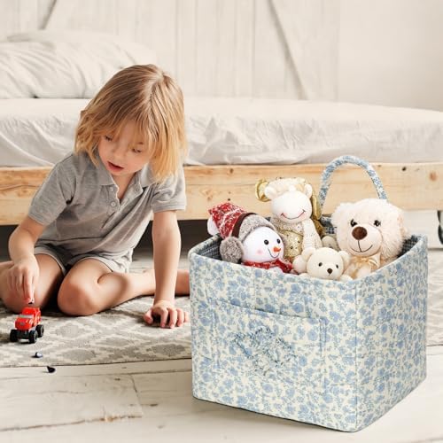 Storage Basket Boho Fabric Large Collapsible Floral Laundry Nursery Hamper - Image 2