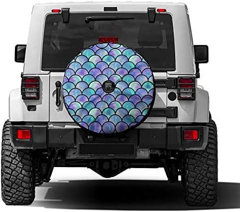 Rainbow Mermaid Scale Spare Tire Cover by Foruidea