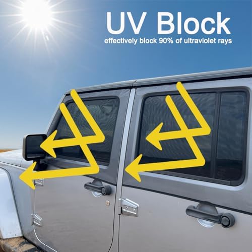 Front Window Sun Shade for Jeep, Breathable Side Window Shades Window Net - Image 3