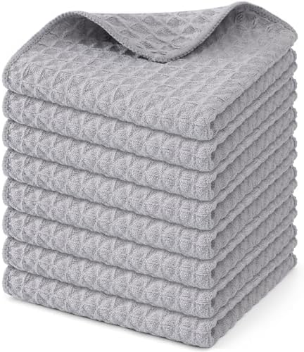 Homaxy Microfiber Waffle Weave Kitchen Dish Cloths, 8 Pack by Homaxy