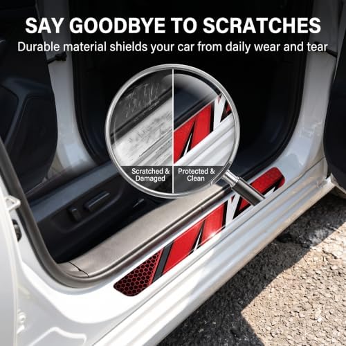 4 PCS Car Door Sill Protector, Passionate Racing Style Threshold Decor Guard - Image 3