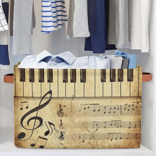 AUUXVA Vintage Storage Baskets Music Note Storage Bins Piano Key Storage Cube - Image 5