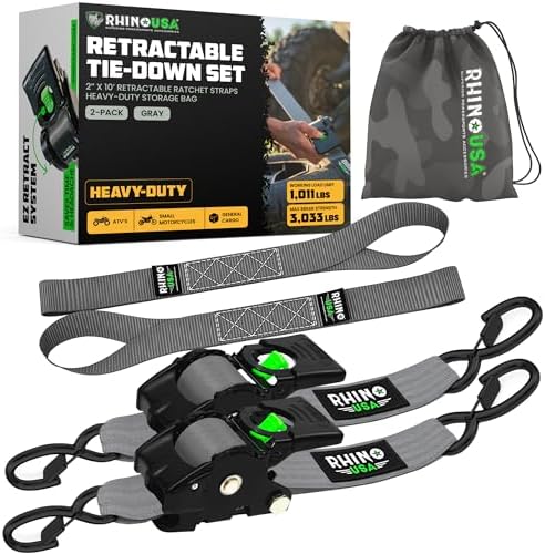 Rhino USA Retractable Ratchet Straps - 2in x 10ft by RhinoUSAInc