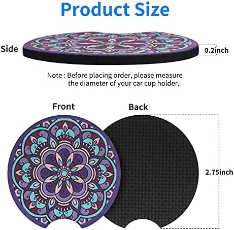 tifanso 2PCS Mandala Non-Slip Car Cup Holder Coasters - Image 2