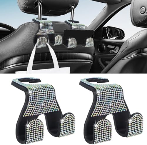 2PCS Car Seat Headrest Hooks, Shiny Crystal Hanger Holder, Backseat Hanger by Unknown