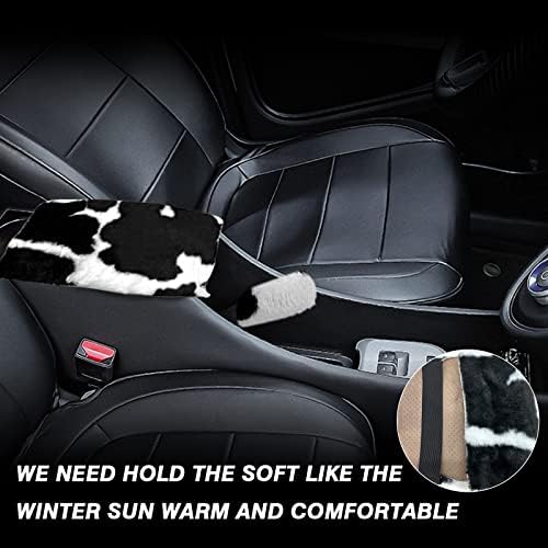 6PCS Set car Interior Aesthetic Accessories, Fluffy Cute Cows Steering Wheel - Image 3