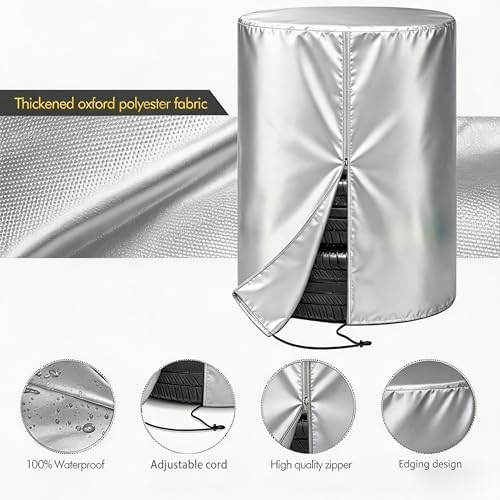 4 Tire Storage Cover, Heavy Duty Waterproof Fade Resistant Wheel Protector - Image 3