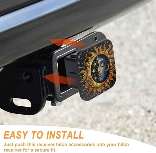 2 Inch Galaxy Black Sun Moon Trailer Hitch Cover Rubber Receiver Tube Plug Cap - Image 4