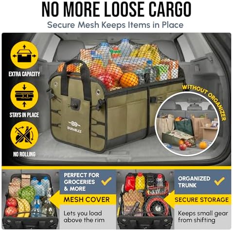 5-Section Extra Large Heavy Duty Trunk Organizer, Military Green - Image 6