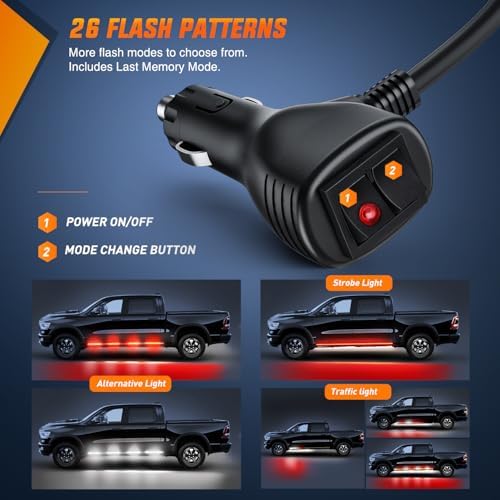Nilight 2PCS 70 Inch Running Board LED Lights Strip Red White - Image 2