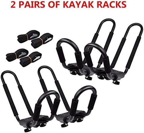 2 Pair Canoe Boat Kayak Roof Rack Car SUV Truck Top Mount Carrier J Cross Bar - Image 2