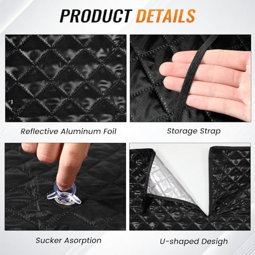 Windshield Sun Shade, Reflective Car Sunshade Blocks Heat, 55 x 29.5 in - Image 3