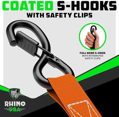 Rhino USA Ratchet Straps Tie Downs - 1in x 15ft - Image 5