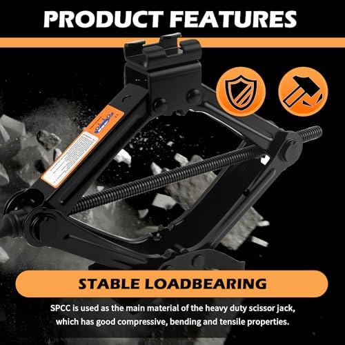 1T Scissor Jack for Car with Ratchet Wrench Kit, Heavy Duty Scissor Car Jack - Image 4
