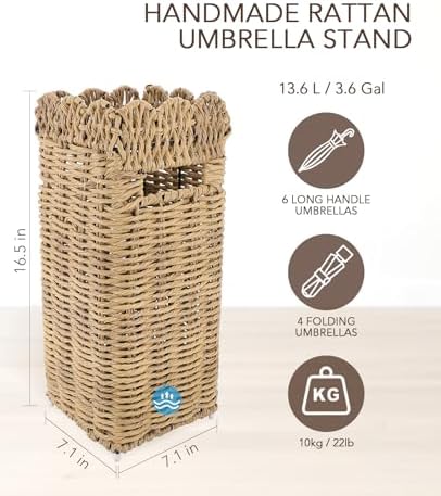 AceList Woven Umbrella Stand for Entryway, PE Rattan - Image 7