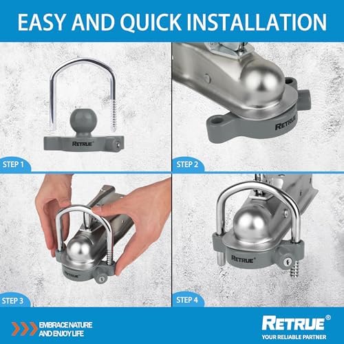 RETRUE Universal Trailer Coupler Lock, Adjustable Hitch Ball Lock - Image 3