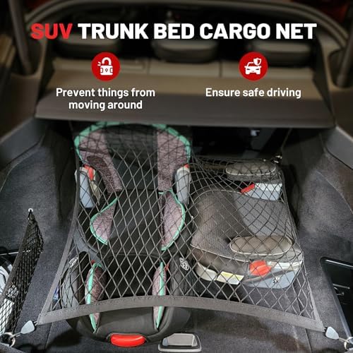 RED WOLF Elastic Cargo Net for SUV Rear Trunk Bed Netting Cover Net Stretchable - Image 2