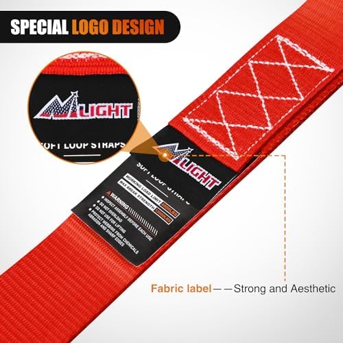 Nilight Soft Loop 1.7"x17" Motorcycle Tie Down Straps 12, 000LBS 8PK Red - Image 4