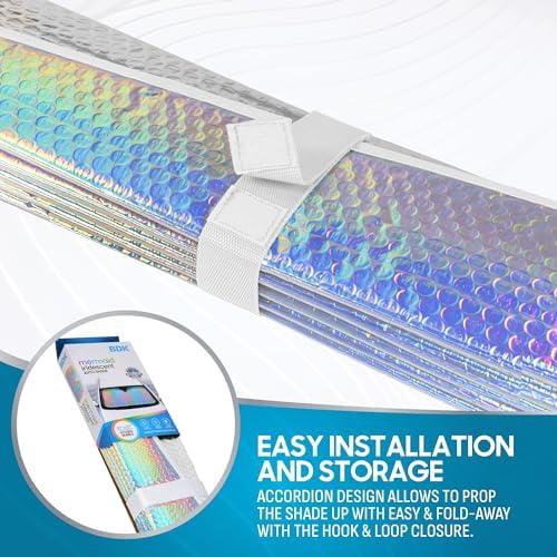 BDK Iridescent Mermaid, Hologram Foil, Chameleon Front Windshield Sun Shade - Image 4