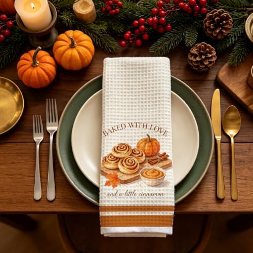 Fall Baking Kitchen Towel, Cinnamon Roll Fall Baking Dish Towel - Image 5
