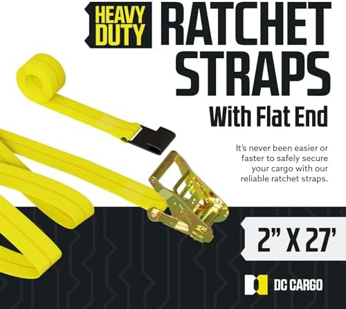 DC Cargo Tie-Down Ratchet Straps Heavy-Duty Flats Hook Trailer Strap, Heavy - Image 2
