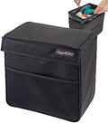 Weighted Car Trash Can with Lid, Storage Pocket and Leakproof Liner by HighRoad
