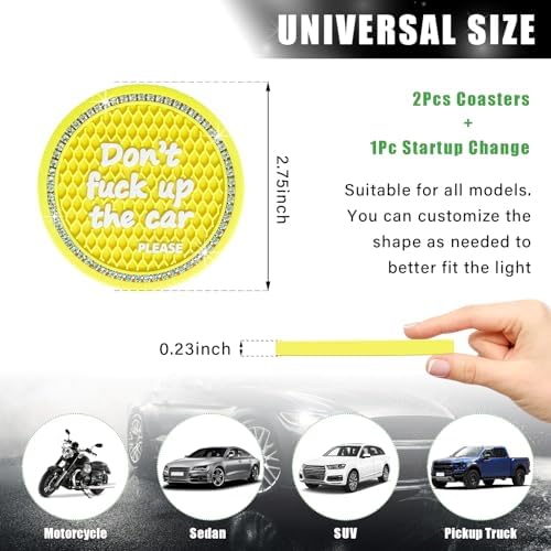 Ziciner 2 Pack Bling Car Cup Holder Coaster, 2.75 Inch Anti-Slip Auto Insert - Image 2