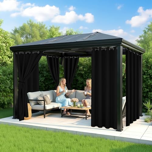 Black Outdoor Curtains for Patio Waterproof, 6 Drape Panels - Image 4