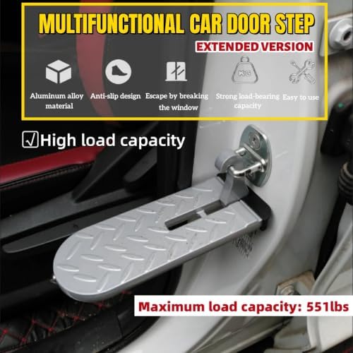 Car Door Step for Roof Access, Extended Folding Door Latch Step, Non-Slip - Image 2