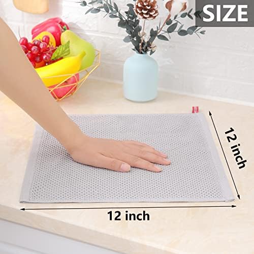 Homaxy 100% Cotton Waffle Weave Kitchen Dish Cloths 6-Pack, Light Gray - Image 5