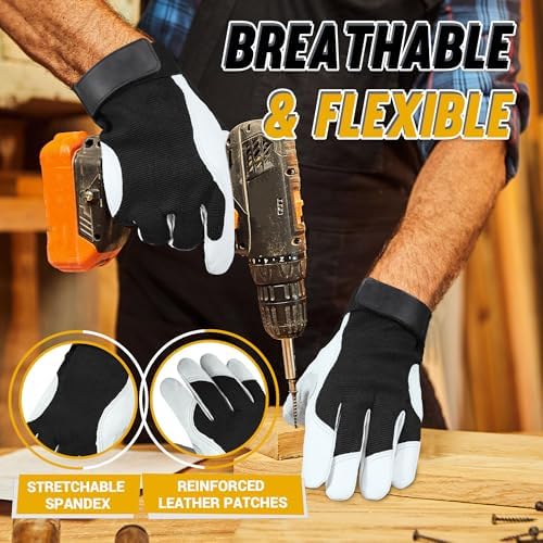 HANDLANDY Work Gloves for Men & Women, Utility Mechanic Working Gloves Touch - Image 3