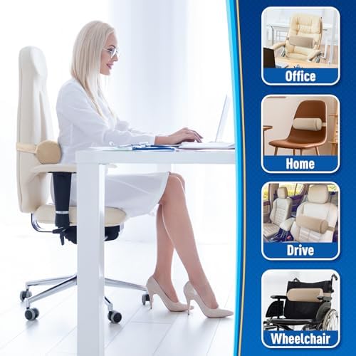 CushZone Lumbar Roll Support Pillow, Memory Foam Back Cushion - Image 7