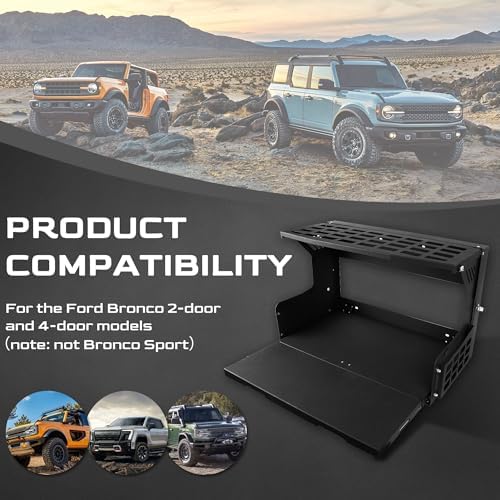 Tailgate Table for 2021–2026 Ford Bronco 2/4-Door Foldable Rear Cargo Shelf - Image 6