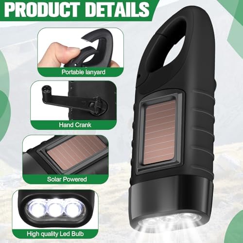 Leelosp 2 Pcs Hand Crank Solar Flashlight Emergency LED - Image 3
