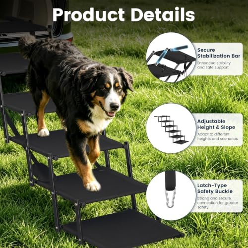 Foldable Dog Steps for Car Dog Stairs for Large Dogs Ramp 5 Steps - Image 4