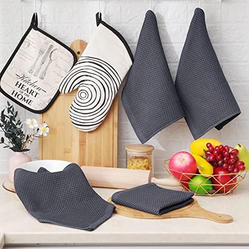 Homaxy 100% Cotton Waffle Weave Kitchen Dish Cloths 24-Pack, Dark Grey - Image 6