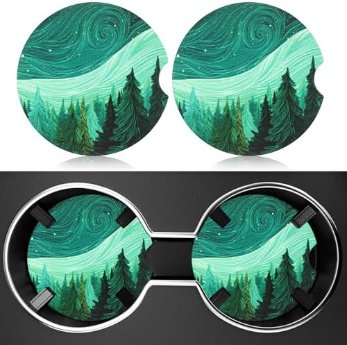 2 Pack Car Cup Holder Coaster, 2.63 inch Anti Slip Insert Absorbent Ceramic Car by Heainaiyoo