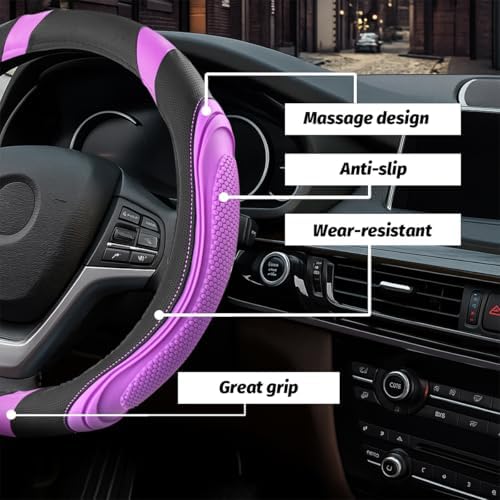 Osilly 15 Inch Artificial Leather Steering Wheel Cover - Image 3