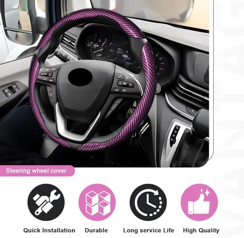 3pcs Universal Carbon Fiber Steering Wheel Cover - Image 5