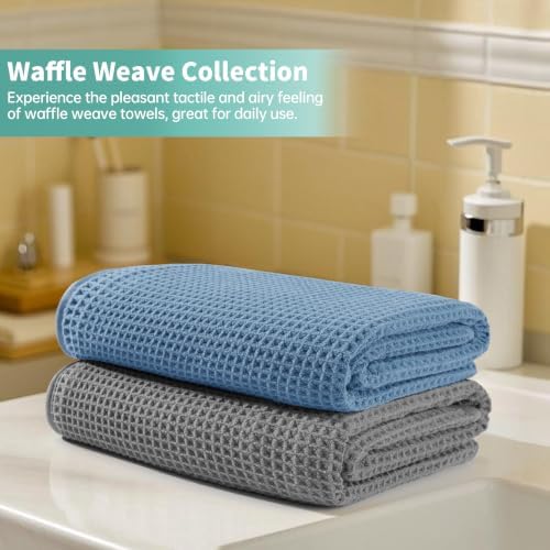 Microfiber Waffle Bath Towels, 4 Pieces, Fast Drying, Lint Free 430 GSM - Image 6