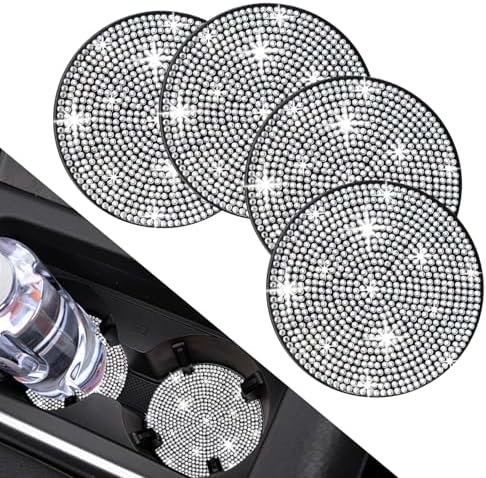 COCASES 4 Pack Bling Car Coasters, Car Cup Holder Coaster, Rhinestone Coaster by COCASES