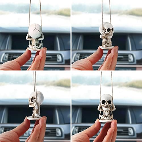 Swinging Skull Decor Rear View Mirror Accessories Halloween Decorations - Image 6