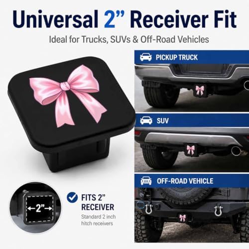 2" Hitch Cover Pink Bow Rubber Towing Hitch Covers Hitch Protector - Image 4