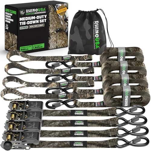 Rhino USA Ratchet Straps Tie Downs - 1in x 15ft by RhinoUSAInc