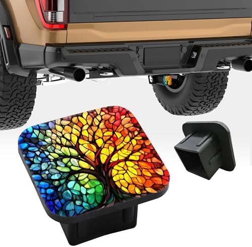 Hitch Cover Fits for 2 Inch Hitch Stained Glass Tree of Life Towing Hitch Plug - Image 5