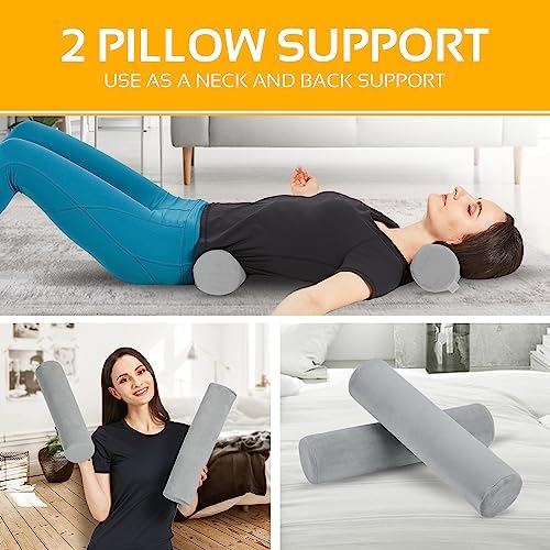 2 Pack Round Bolster Pillow Memory Foam Cervical Neck Roll Pillow Sleeping - Image 6