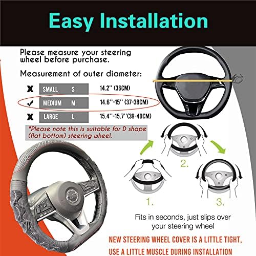 PINCTROT D Shaped Steering Wheel Cover Great Grip 14.5In - Image 6