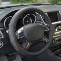 Motor Trend GripDrive Faux Black Leather Steering Wheel Cover by MotorTrend