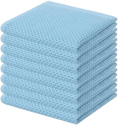 Kitinjoy 100% Cotton Waffle 8-Pack Kitchen Towels, Sky Blue by Kitinjoy