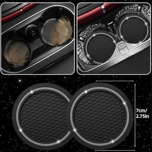 NBTEPEM 6 PCS Bling Grey Car Accessories Set, Leather Grey Steering Wheel - Image 7